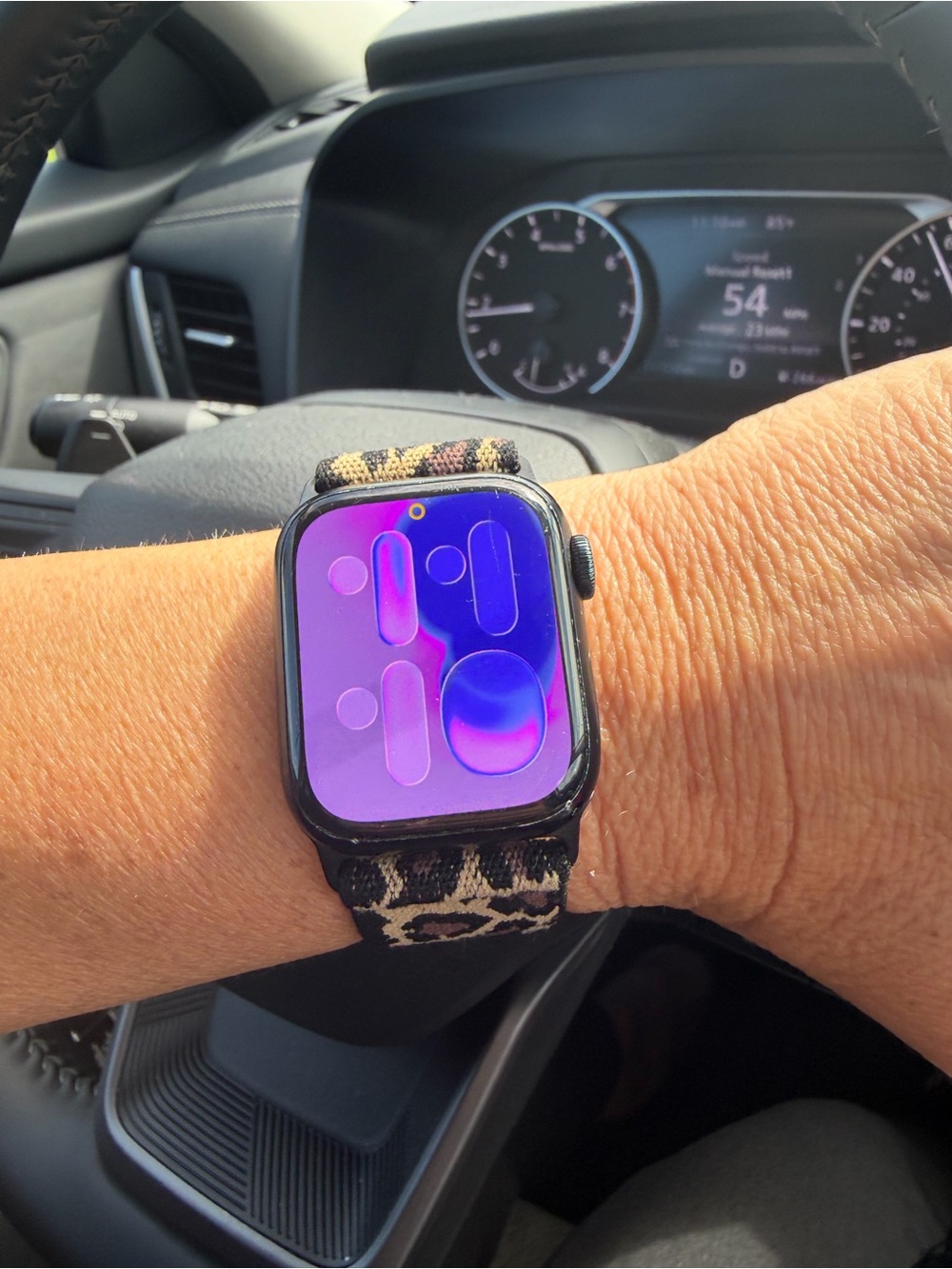 Apple Watch with Black Case and Leopard Sport Loop